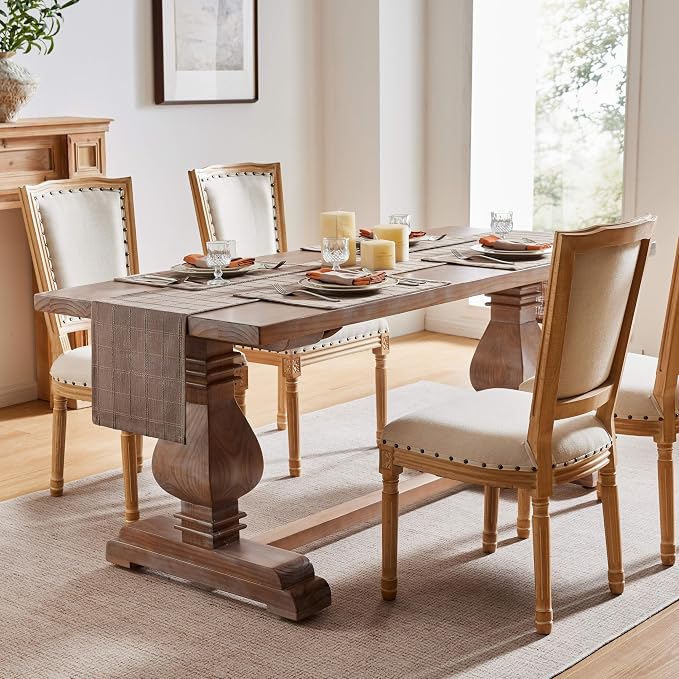 Linen Checked Farmhouse Table Runner, 13x60 Inches Cocoa Brown | Raised Grid - Image 3