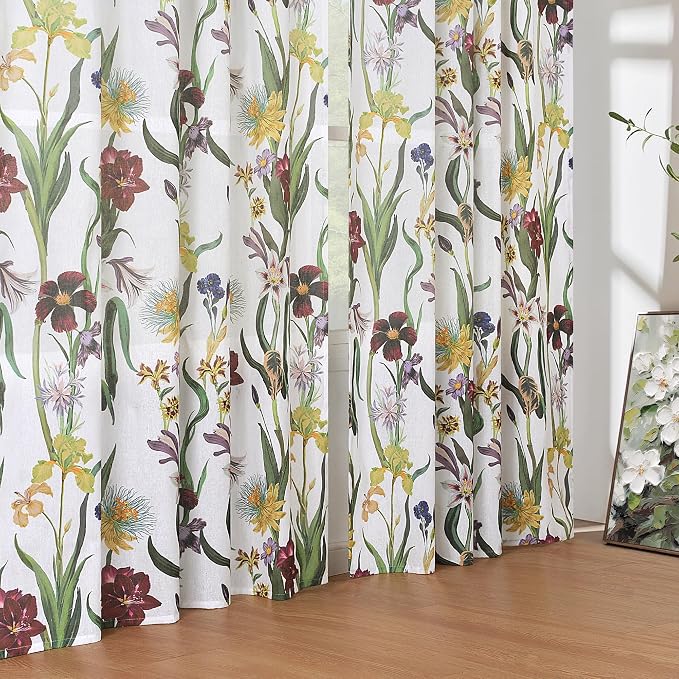 Schweek Vintage Floral Curtains 63 Inches Length 2 Panels - Image 7
