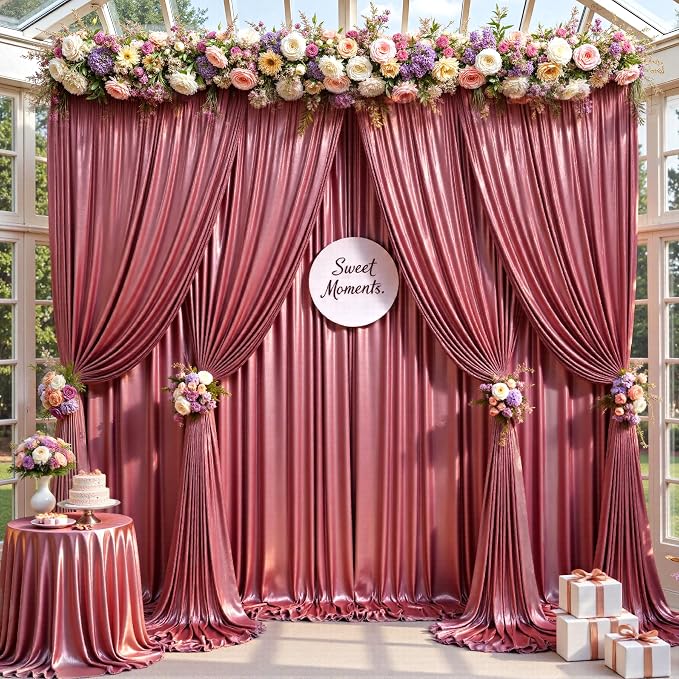 10x10ft Thick Rose Gold Glitter Backdrop Curtain Panels - Image 8