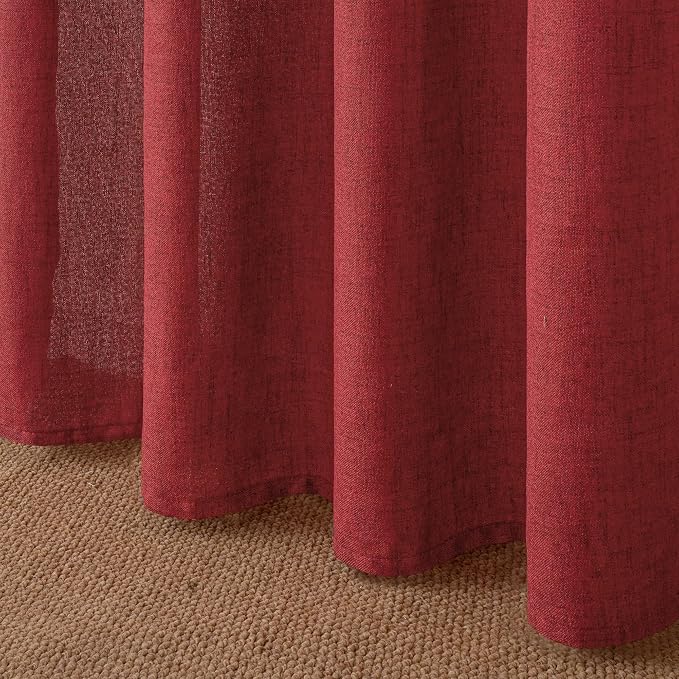 YoungsTex Burgundy Red Linen Curtains 36 Inch Length, Short Light Filtering - Image 7