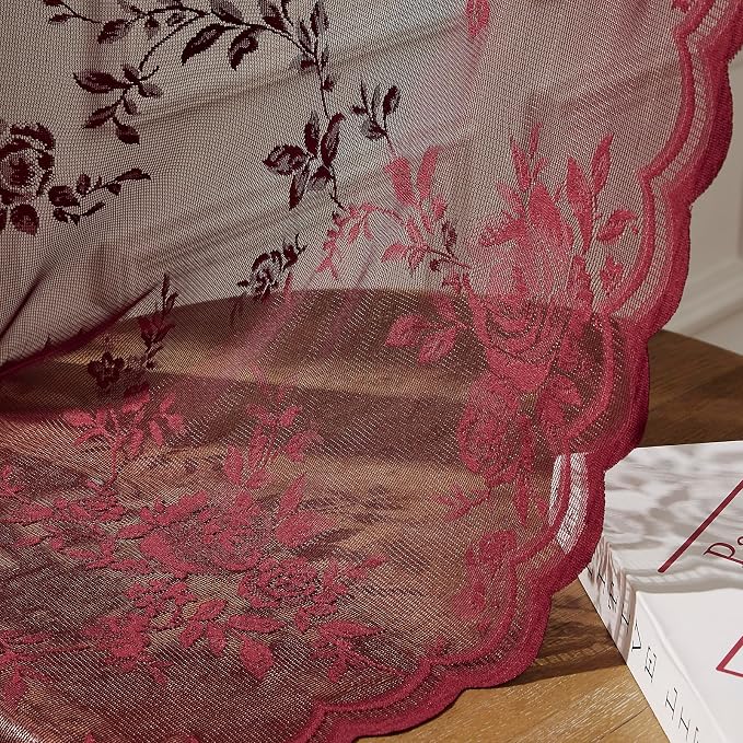 Burgundy Lace Curtains - Image 5