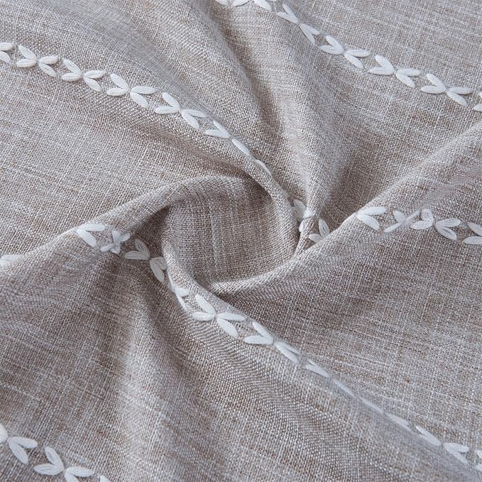 RoomTalks Tan Rustic Farmhouse Linen Kitchen Curtains 54 Inch Length Country - Image 8