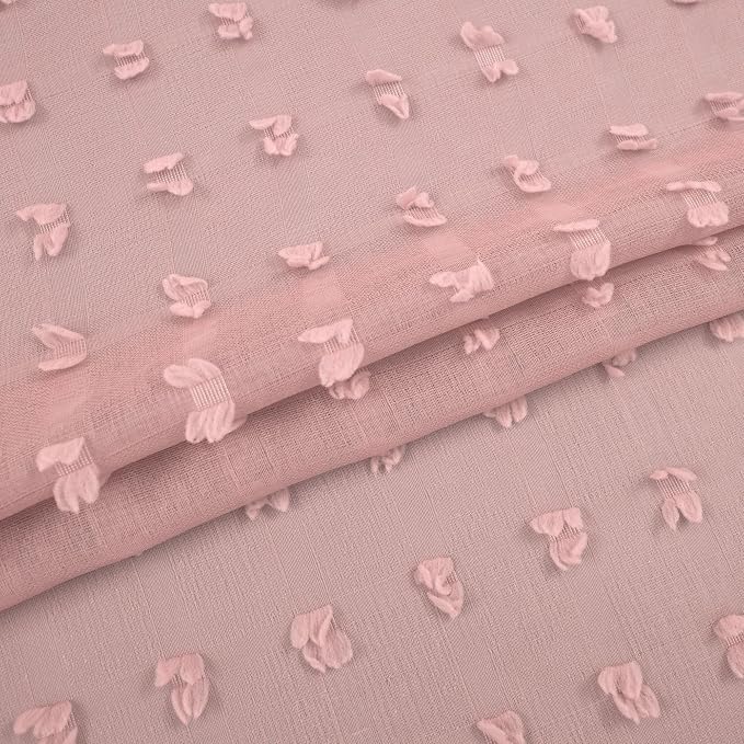 KOUFALL Blush Pink Curtains for Girls Room Baby Nursery Girl, Sheer Boho Pom - Image 5