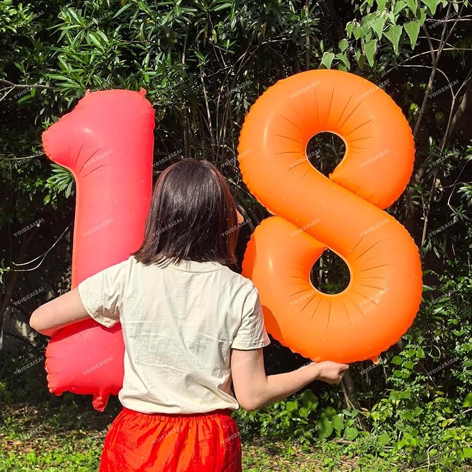 Orange Birthday Number 38 Balloon 40IN Fluorescent Orange 83 Balloon | - Image 5