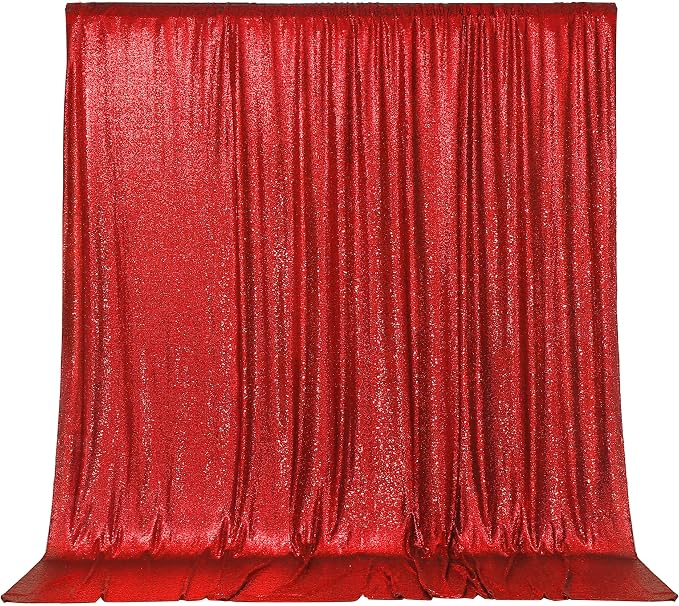 PartyDelight Red Sequin Backdrop 6x8ft Sparkly Photo Curtain | 4 Inch Rod - Image 7