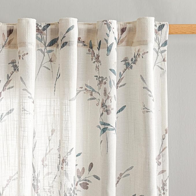 MYSKY HOME Sheer Curtains 84 Inches Long 2 Panels Linen Blended Farmhouse by MYSKYHOME
