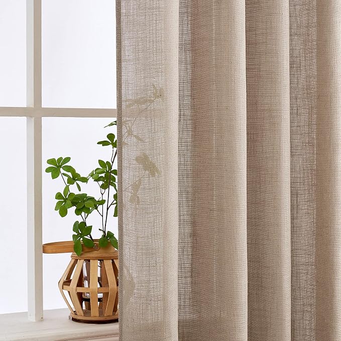 MIULEE Taupe Linen Curtains 52x72 Inch - Image 5