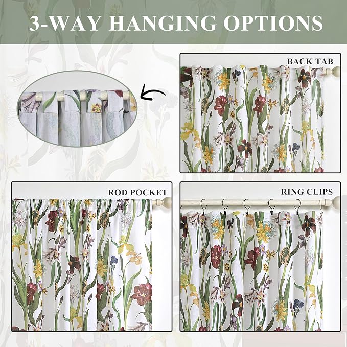 Schweek White Floral Curtains 84 Inch Long 2 Panels - Image 6