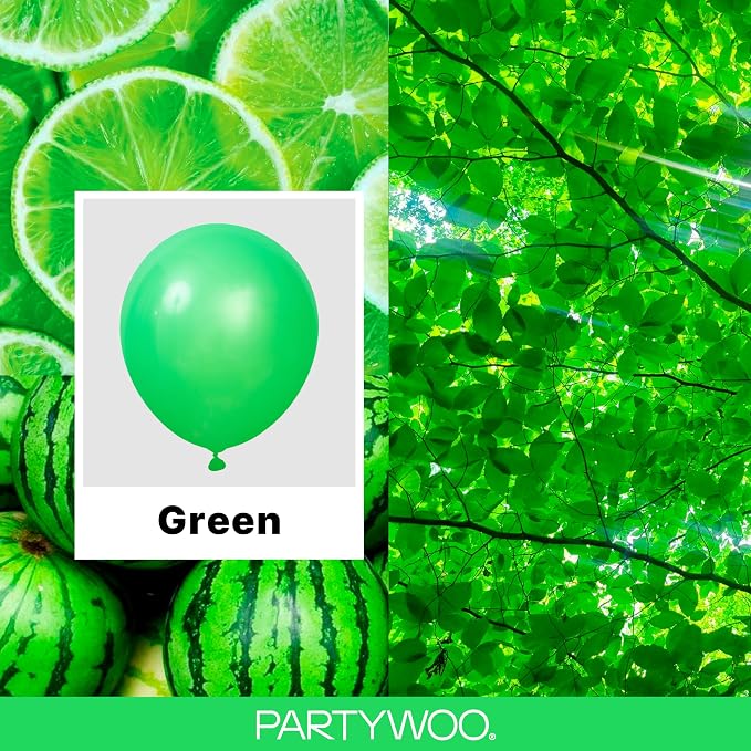PartyWoo Green Balloons 100pcs Different Sizes of 36 18 12 10 5 Inch | Balloons - Image 2