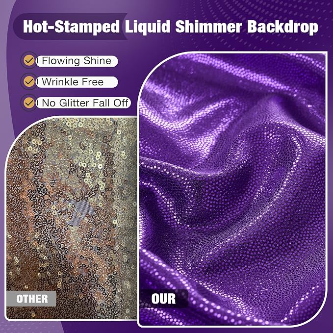 20x10FT Purple Sequin Backdrop Curtain - Image 2