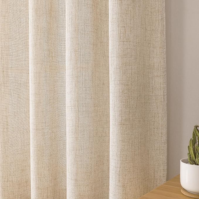 Tollpiz Linen Tier Curtain Rod Pocket Semi Sheer Half Kitchen Curtains Burlap - Image 8