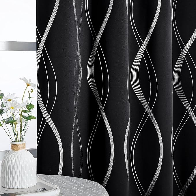 NICETOWN Black Out Floral Curtain Panels 84 inches Long - Image 3