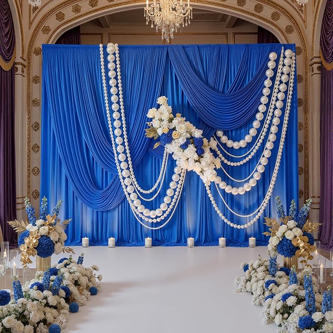 Wrinkle Free 10x8 ft Royal Blue Backdrop Curtains - Image 3