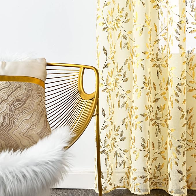 Sutuo Home Beige Sheer Curtains 96 Inches Long 2 Panels Set, Privacy Window - Image 5