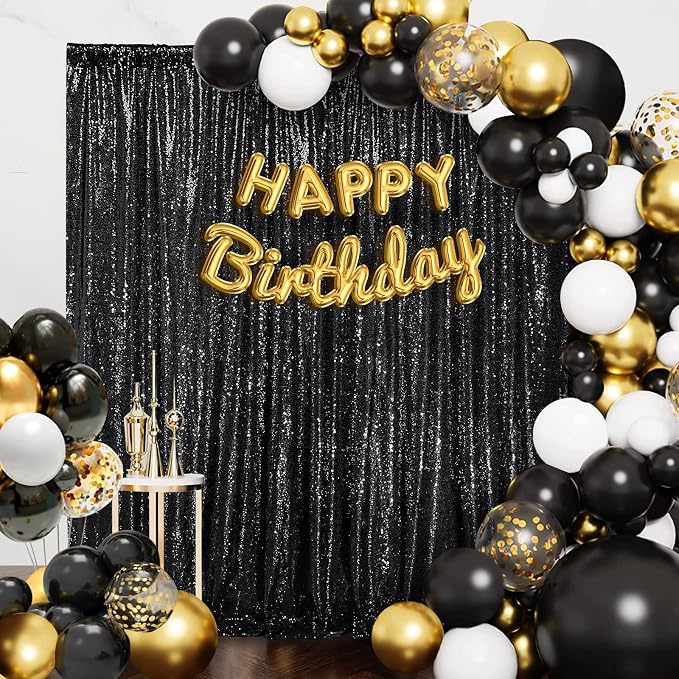 Black Sequin Backdrop Curtain 7ft x 7ft Glitter Photo Booth Backdrop | Glitter - Image 6