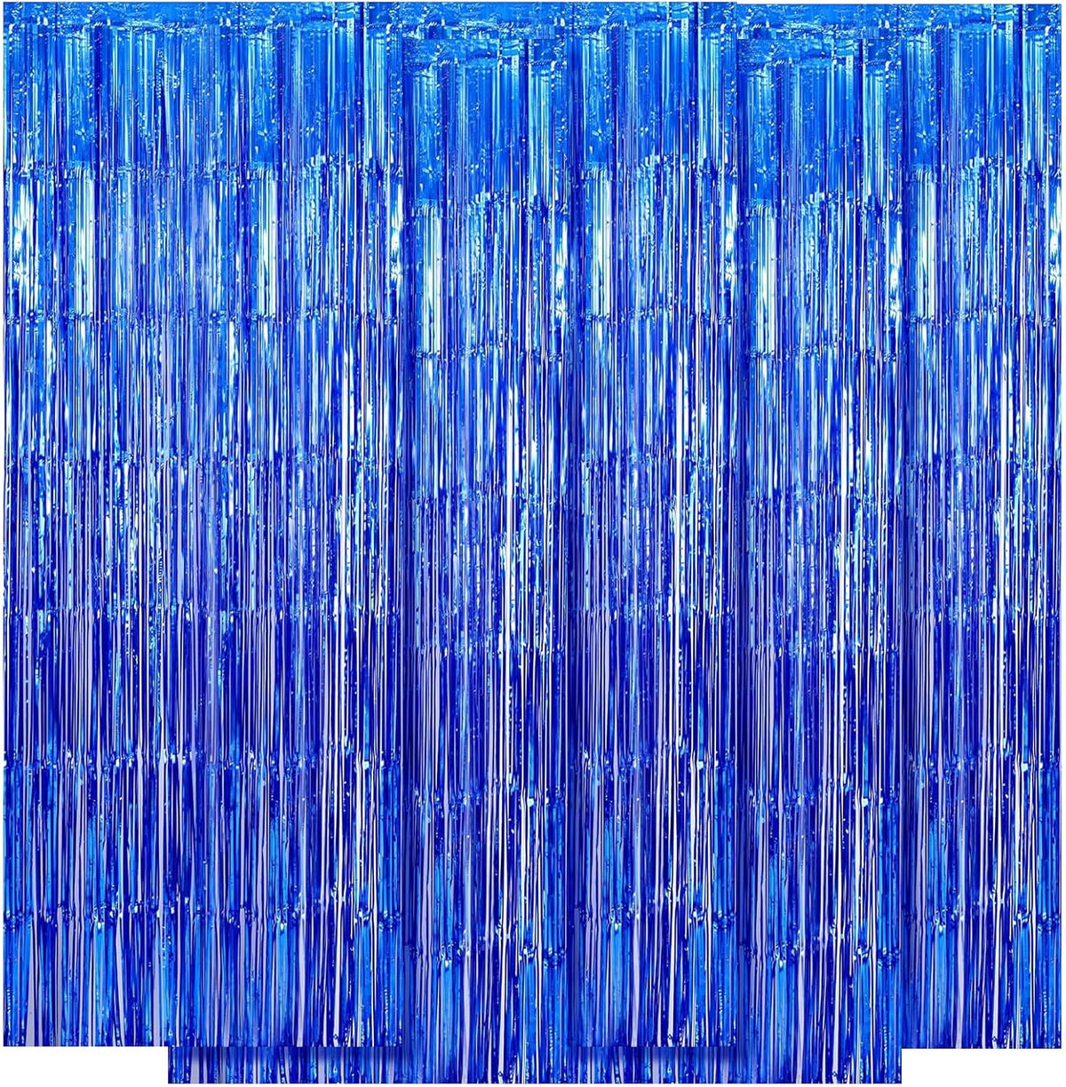 5 Pack Blue Fringe Foil Curtains 3.2ft x 8.2ft Tinsel Backdrop Streamers for Birthday Party Decoration Wedding Christmas Decoration (Navy)