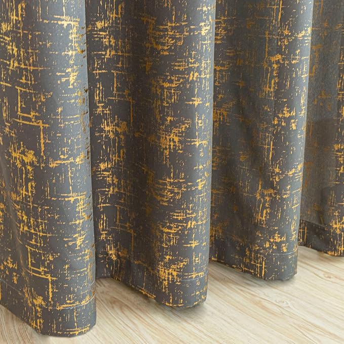 Taisier Home Gold Foil Print Linen Textured Curtains Geometric Dots Pattern - Image 7