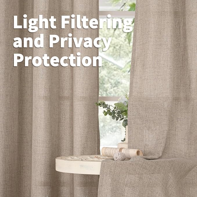 YoungsTex 90 Inches Long Linen Semi Sheer Curtains - Image 3