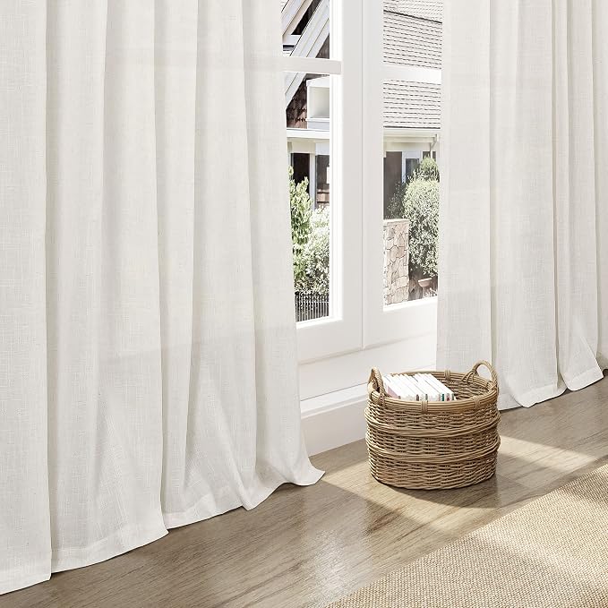 Cream Linen Curtains 123 Inches Long - Image 6