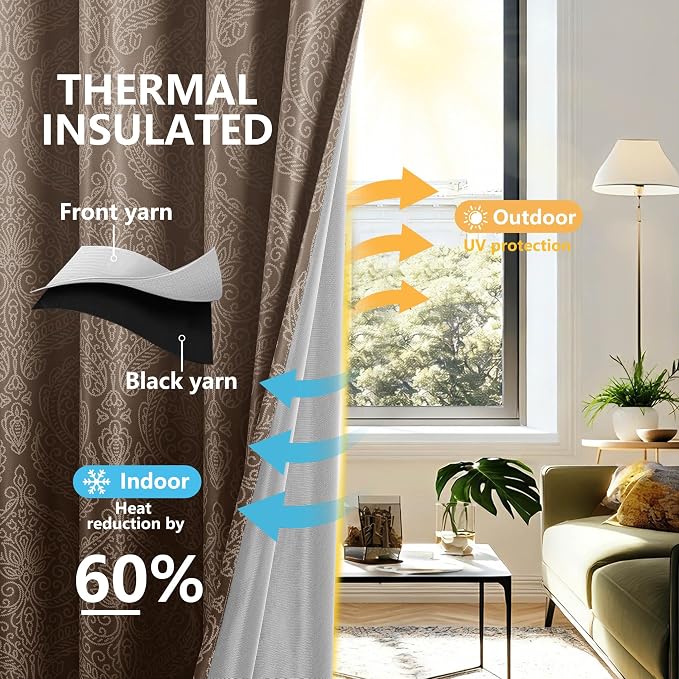DWCN Brown Blackout Curtains for Bedroom 84 Inch Long - Image 4