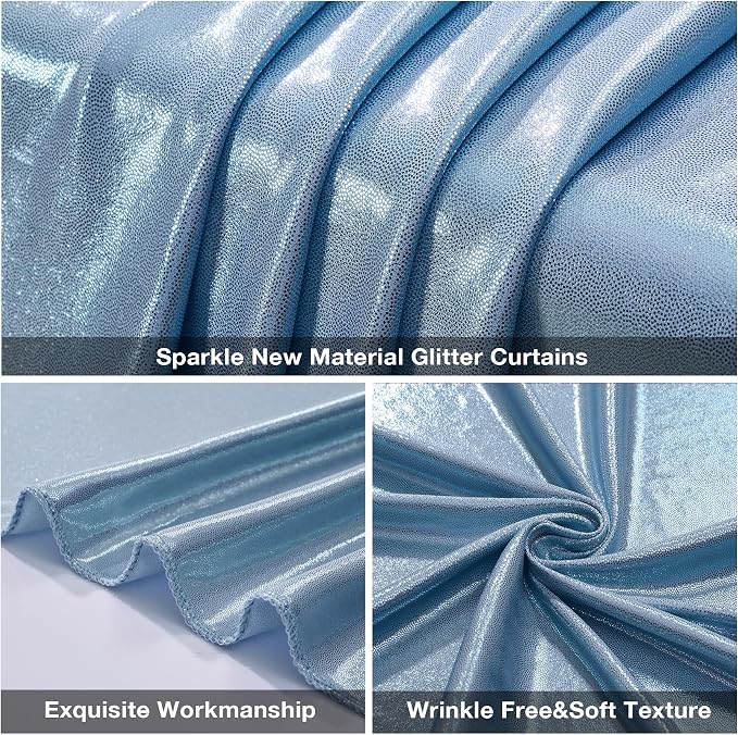 20x10FT Baby Blue Sequin Backdrop Curtain - Image 6
