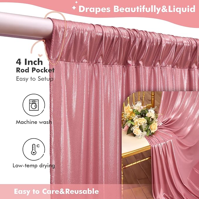 50x10ft Shimmer Rose Gold Sequin Backdrop Curtain - Image 6