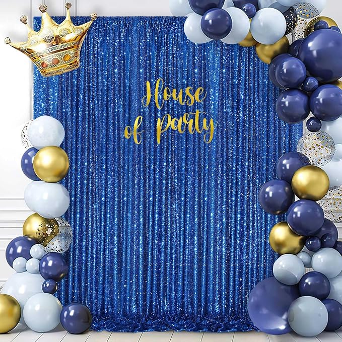 Sequin Backdrop Curtain Royal Blue Glitter Photography Background 8ftx8ft | - Image 4
