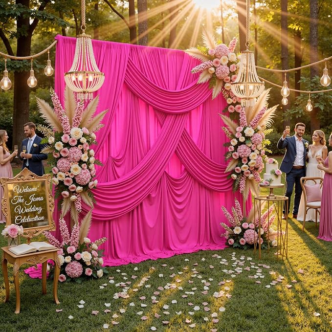 30ftx10ft Wrinkle Free Fuchsia Backdrop Curtains - Image 7