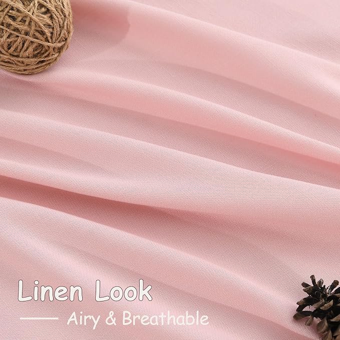Pink Linen Curtains 96 Inches Long 2 Panels Set - Image 6