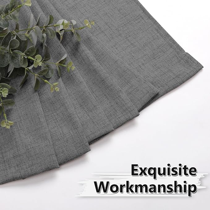 Tollpiz Linen Curtain Living Room Rod Pocket Semi Sheer Curtains Burlap Light - Image 7
