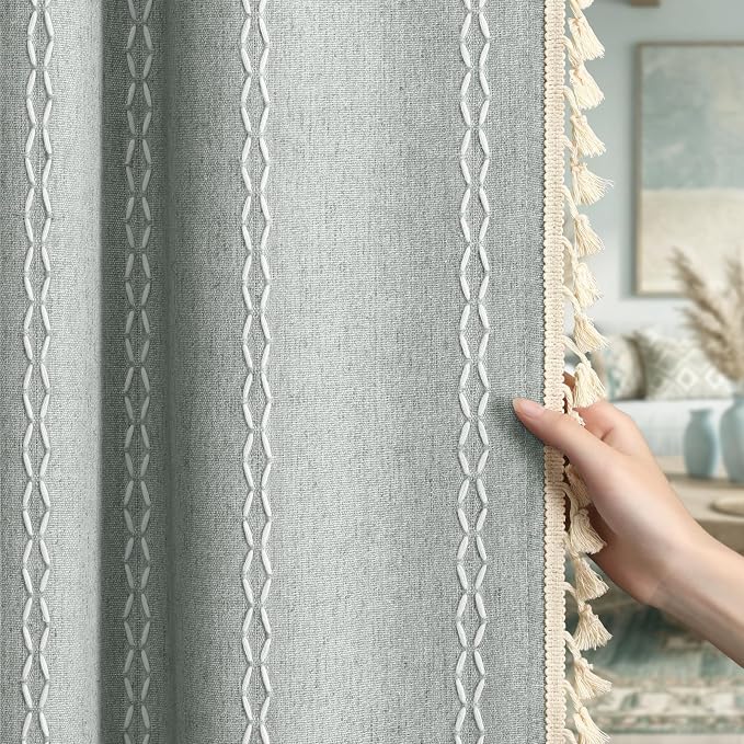 Teal 100% Boho Blackout Curtains 90 Inch 2 Panels by Unknown