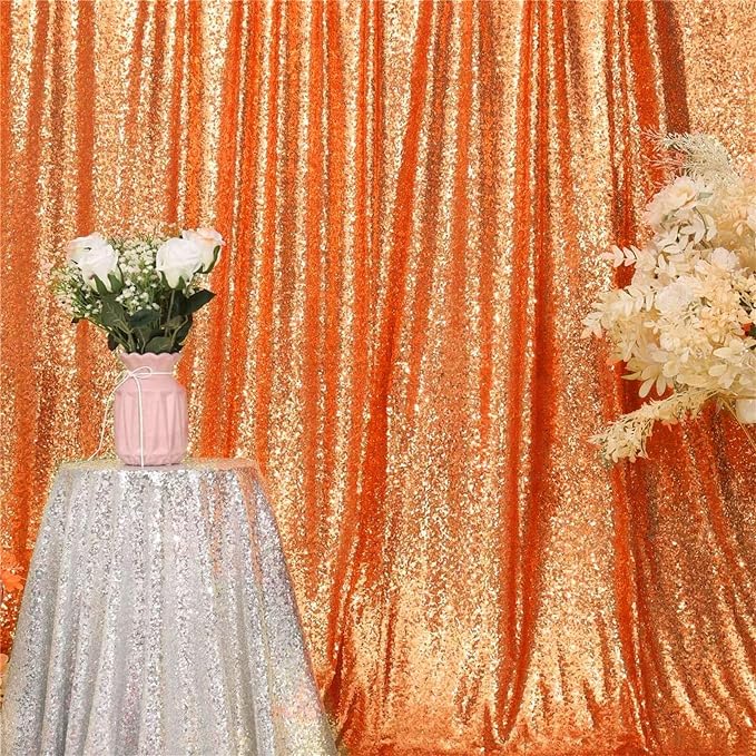 Eternal Beauty Orange 3mm Sequin Backdrop 10x10 Ft - Image 8