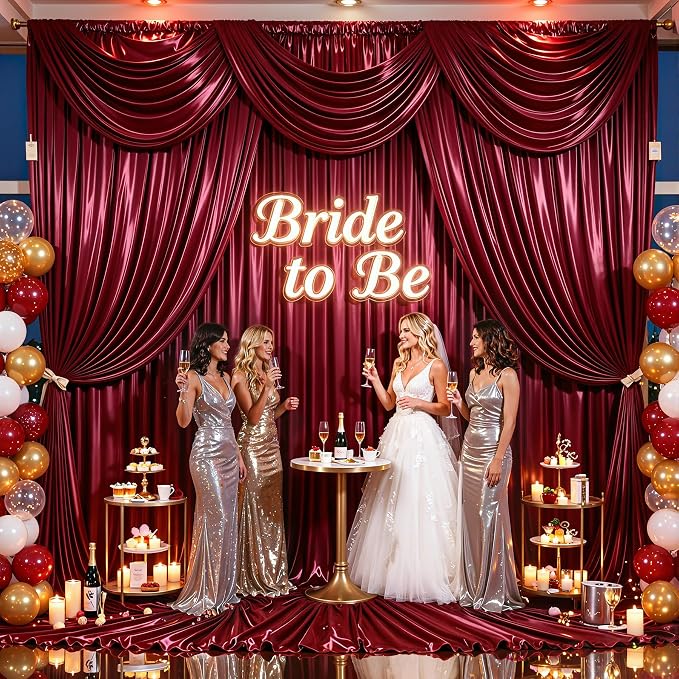 30x10ft Burgundy Glitter Backdrop Curtain - Image 4