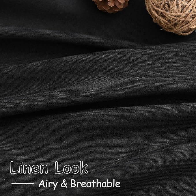 Extra Long Black Linen Curtains 108 Inches Long 2 Panels Set - Image 4