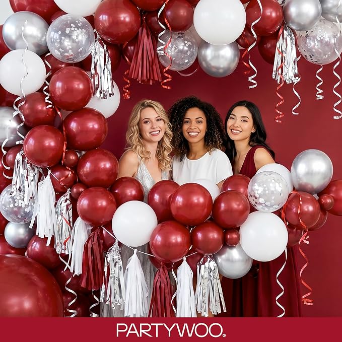 PartyWoo Burgundy Balloons 155pcs Dark Chestnut Red Maroon Color | 18 12 10 5 - Image 5