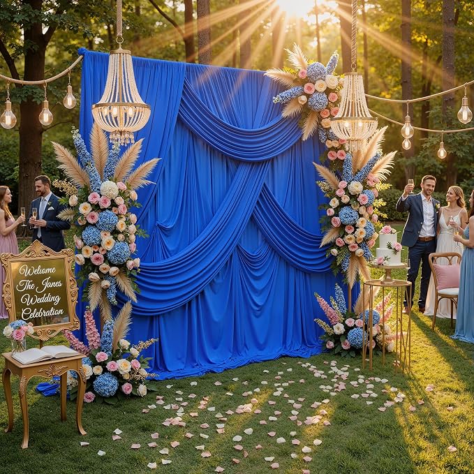 20ft x 10ft Royal Blue Backdrop Curtains - Image 7