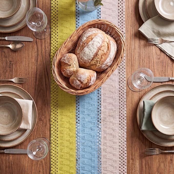 Artoid Mode Yellow Blue Pink Farmhouse Rustic Table Runner 12x72 Inch | Holiday - Image 2