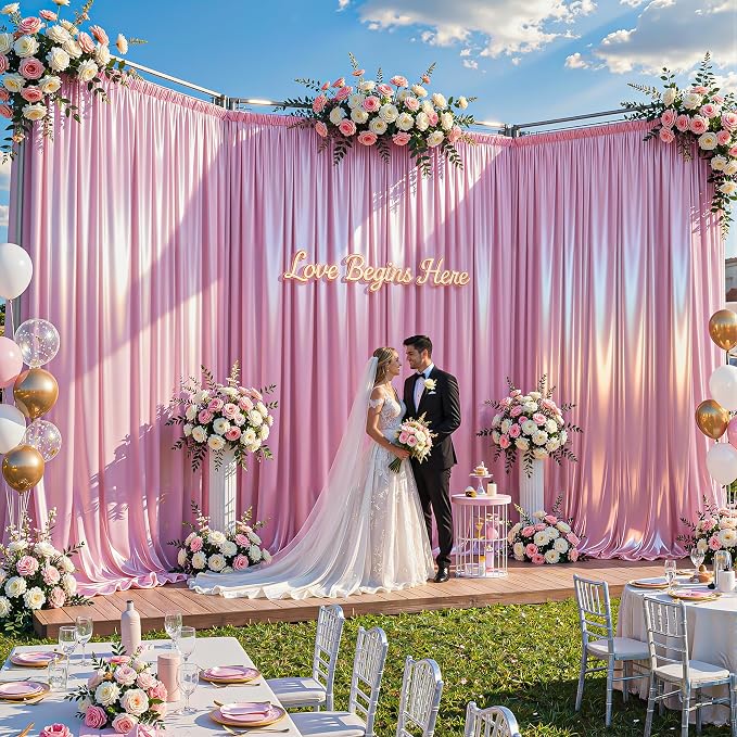 40x10ft Pink Glitter Backdrop Curtain - Image 2
