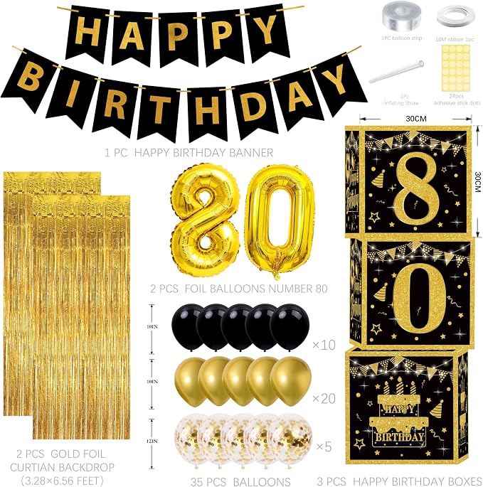 Gold 80th birthday decorations for men - Image 2