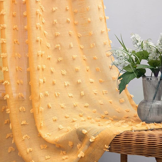 Yellow Short Curtains 45 Inch Length by KOUFALL