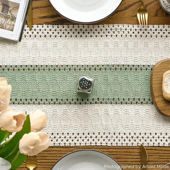 Artoid Mode Light Green Farmhouse Rustic Table Runner 12x108 Inch | Seasonal - Image 3