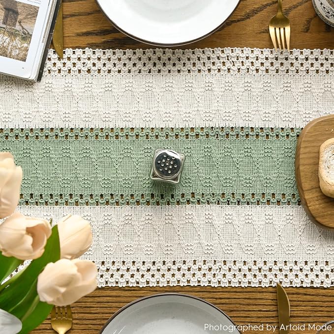 Artoid Mode Light Green Farmhouse Rustic Table Runner 12x120 Inch | Seasonal - Image 3