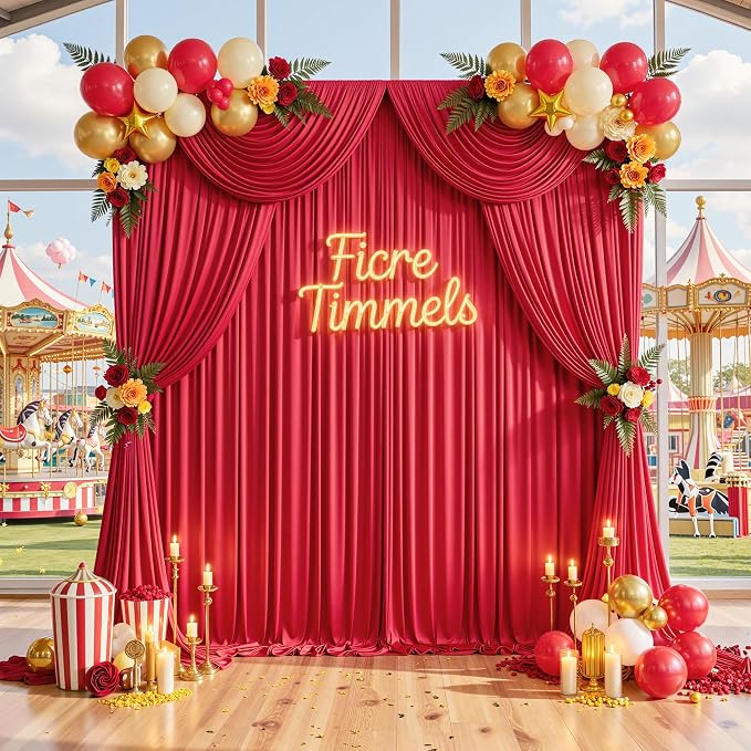 10 ft x 20 ft Wrinkle Free Red Backdrop Curtain - Image 9