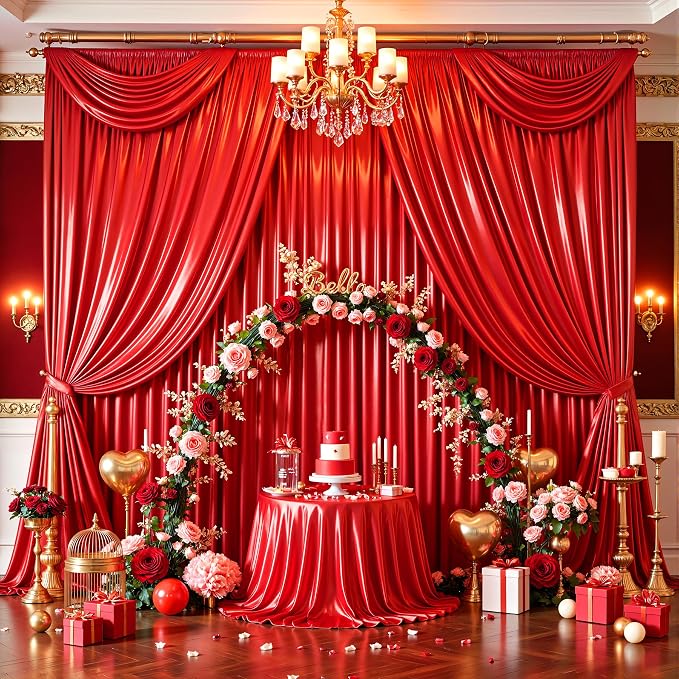 40x10ft Red Glitter Backdrop Curtain - Image 6
