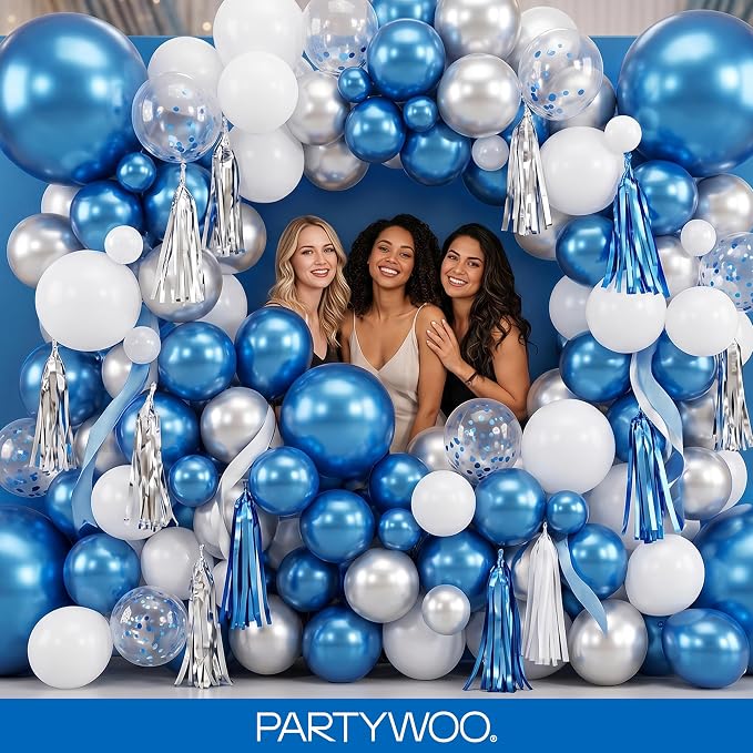 PartyWoo Metallic Blue Balloons 140pcs Chrome Blue Color 18 12 10 5 Inch | 18 - Image 5