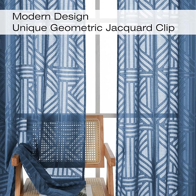 Simplebrand Dusty Blue Sheer Kitchen Curtains 36 Inch Length Tier Curtains 2 - Image 3