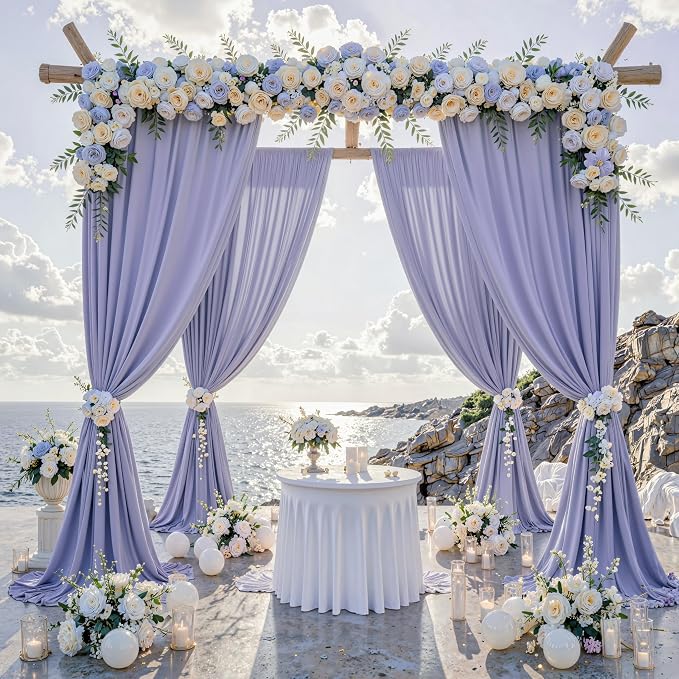 40 ft x 10 ft Wrinkle Free Lavender Backdrop Curtain - Image 2