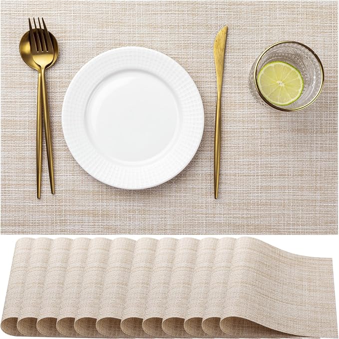 LEXMORE Placemats Set of 12 Vinyl/Plastic Woven Place Mats by lexmore