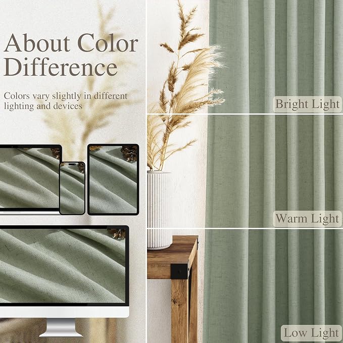 Desert Sage Linen Curtains 108 Inches Long - Image 3