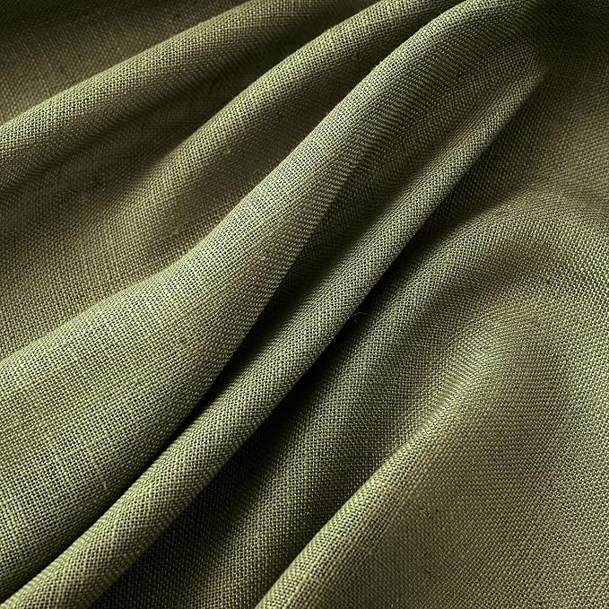 MIULEE Light Olive Green Linen Curtains 52x108 Inch 2 Panels - Image 4